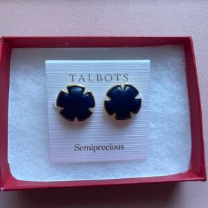 Talbots Gold and Blue Semiprecipus Earrings